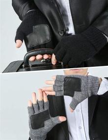 img 1 attached to 🧤 Stay Warm and Connected with Maylisacc Winter Fingerless Leather Texting Gloves