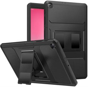 img 4 attached to 📱 MoKo Case for Samsung Galaxy Tab S5e 2019, Heavy Duty Shockproof Full Body Rugged Stand Back Cover with Built-in Screen Protector - Black