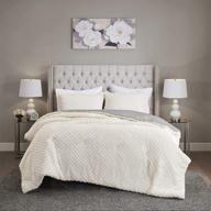🛌 madison park adler reversible comforter bed set - modern all season down alternative full/queen (90"x90") ivory/grey with matching shams logo