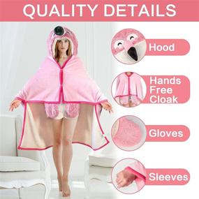 img 3 attached to Flamingo Wearable Hooded Blanket: Pink Fuzzy Super Soft Warm Cozy Flannel Fleece & Sherpa Cloak Wrap - Ideal Gifts for Women, Adults, Girls, and Kids