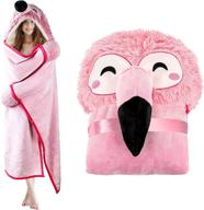 flamingo wearable hooded blanket: pink fuzzy super soft warm cozy flannel fleece & sherpa cloak wrap - ideal gifts for women, adults, girls, and kids logo