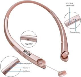 img 2 attached to Беспроводные наушники Gold с Bluetooth-соединением с механизмом для обычного одевания на шею и шумоподавляющим микрофоном - совместимы с iPhone, Samsung, Android, iPad и ПК.