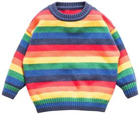 img 4 attached to Motteecity Clothes Colorful Rainbow Pullover Boys' Clothing and Sweaters