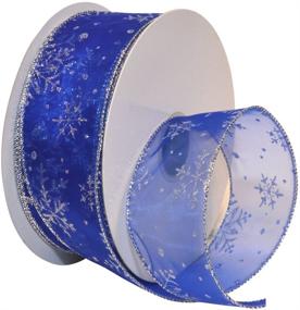 img 1 attached to 🎀 Morex Ribbon Snowflake Wired Sheer Glitter Ribbon - Royal/Silver, 2.5" x 50yd Spool - 7405.60/50-614