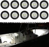 pseqt 3 led round boat interior deck transom courtesy utility light marine step cockpit lighting waterproof for fishing pontoon kayak yacht sailboat (white logo