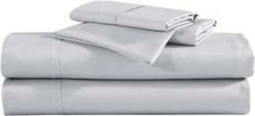 img 4 attached to 🛏️ Eddie Bauer 500 Thread Count Signature Solid Collection Queen Sheet Set - Luxuriously Soft & Silky-Smooth Sateen Cotton Weave Bedding in Grey