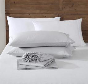 img 3 attached to 🛏️ Eddie Bauer 500 Thread Count Signature Solid Collection Queen Sheet Set - Luxuriously Soft & Silky-Smooth Sateen Cotton Weave Bedding in Grey