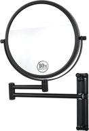 🪞 black wall-mounted makeup mirror: 10x magnifying, adjustable, double-sided, 360° rotating telescopic design logo
