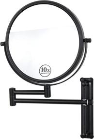 img 4 attached to 🪞 Black Wall-Mounted Makeup Mirror: 10x Magnifying, Adjustable, Double-Sided, 360° Rotating Telescopic Design