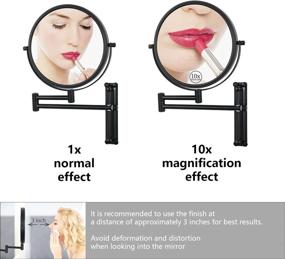 img 3 attached to 🪞 Black Wall-Mounted Makeup Mirror: 10x Magnifying, Adjustable, Double-Sided, 360° Rotating Telescopic Design