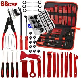 img 4 attached to 🔧 AUTOXEL BYNIIUR 88 Pcs Trim Removal Tool Kit: Automotive Interior Plastic Pry, Door Panel, Radio Auto Clip Pliers, Fastener Remover - Red