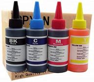 🖨️ universal printer ink dye kit (black/cyan/magenta/yellow 100ml) - compatible with eposn, canon, hp, brother, lexmark, samsung, dell, kodak inkjet printers logo