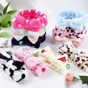 img 1 attached to 💆 10-Piece Bow Headbands Set for Women - Ideal for Shower, Spa, Washing Face - Hair Wraps & Bands