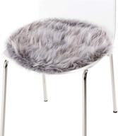 🪑 gray round chair and stool seat covers, 2 pack, soft cushion with gorilla grip, suede backing, plush sheepskin rug pads, ideal for home and bedroom decor, 18x18 logo