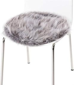 img 4 attached to 🪑 Gray Round Chair and Stool Seat Covers, 2 Pack, Soft Cushion with Gorilla Grip, Suede Backing, Plush Sheepskin Rug Pads, Ideal for Home and Bedroom Decor, 18x18