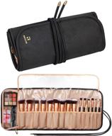 👝 relavel makeup brush rolling case: travel-friendly black leather cosmetic bag organizer with small clear bag logo