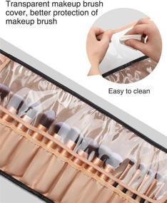 img 1 attached to 👝 Relavel Makeup Brush Rolling Case: Travel-Friendly Black Leather Cosmetic Bag Organizer with Small Clear Bag