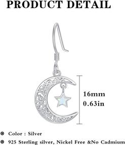 img 3 attached to Hypoallergenic 925 Sterling Silver Moon Star Earrings: Ideal Gift for Women, Girls, Mom, Daughter, Wife & Grandma