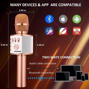 img 2 attached to BONAOK Wireless Bluetooth Karaoke Microphone: Portable 3-in-1 Handheld Mic Speaker for Smartphone & PC - Rose Gold