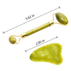 img 2 attached to 🌿 Arroyner 2-in-1 Jade Roller and Gua Sha Set: All-Natural Jade Facial Roller for Face Massage, Lift, Wrinkle Reduction