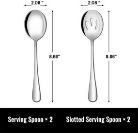 img 3 attached to Premium Stainless Steel Buffet Banquet Serving Spoon Set, 4-Piece, 🍴 Includes 2 Serving Spoons and 2 Slotted Spoons, 8 3/4 inches