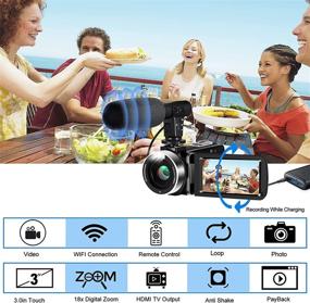 img 3 attached to 📷 Lovpo Camcorder Video Camera: 4K 30FPS WiFi Digital Recorder for YouTube Vlogging with Microphone, Remote Control, Lens Hood, Stabilizer