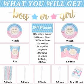 img 3 attached to 🎉 Полный набор декора для Baby Gender Reveal Party Decorlife на 24 гостей - включает гирлянду "Мальчик или Девочка", скатерть и 194 предмета милого декора для Gender Reveal Party.