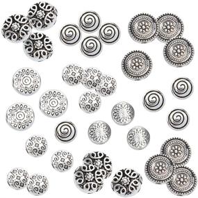 img 4 attached to 💎 PH PandaHall 120pcs 6 Styles Tibetan Spacer Beads - Antique Silver Flat Round, Star, Spiral, Flower, Rhombus Metal Spacers for Earring Bracelet Necklace Jewelry Making