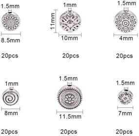 img 3 attached to 💎 PH PandaHall 120pcs 6 Styles Tibetan Spacer Beads - Antique Silver Flat Round, Star, Spiral, Flower, Rhombus Metal Spacers for Earring Bracelet Necklace Jewelry Making