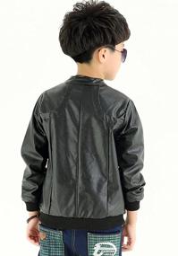 img 3 attached to Stylish Stand Collar Leather Jacket for Boys: A Trendy Addition to Clothing and Jackets & Coats Collection