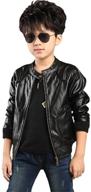 stylish stand collar leather jacket for boys: a trendy addition to clothing and jackets & coats collection logo