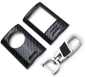 img 2 attached to iJDMTOY Glossy Black Carbon Fiber Key Fob Shell Cover & Keychain - Exact Fit for Cadillac ATS CTS DTS XTS SRX STS Escalade or Chevrolet C7 Corvette, and More