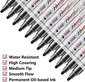 img 3 attached to 🖌️ Set of 12 Black Oil-Based Paint Pens - Permanent, Quick-Drying and Waterproof Markers for Rock Painting, Wood, Fabric, Plastic, Canvas, and Glass - Fade-Resistant Paint Marker Pens