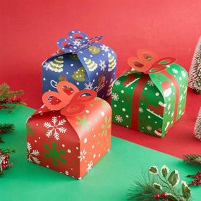 img 1 attached to 🎁 CCINEE Рождественские подарочные коробки - Упаковка из 24 Рождественских подарочных коробок для подарочных наборов для вечеринки для детей, Разнообразные бумажные коробки для конфет.