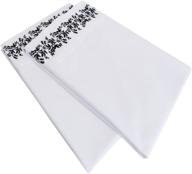 🌼 king size 2-piece pillowcase set: ultra-soft, lightweight, wrinkle resistant, 100% brushed microfiber, white pillowcases with black floral lace embroidery logo