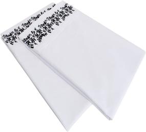 img 2 attached to 🌼 King Size 2-Piece Pillowcase Set: Ultra-Soft, Lightweight, Wrinkle Resistant, 100% Brushed Microfiber, White Pillowcases with Black Floral Lace Embroidery