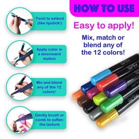 img 3 attached to 🎨 EPIC Hair Chalk for Girls &amp; Boys - 12 Large Pens - Great for Halloween! - Temporary Hair Color for Kids, Teens and Adults - Face Paint - Washable - Non Toxic - Boys and Girls Birthday Gift!