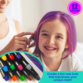 img 2 attached to 🎨 EPIC Hair Chalk for Girls &amp; Boys - 12 Large Pens - Great for Halloween! - Temporary Hair Color for Kids, Teens and Adults - Face Paint - Washable - Non Toxic - Boys and Girls Birthday Gift!