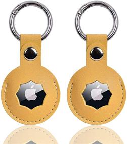 img 4 attached to KENTAUL- [2 Пакета] Кожаный держатель для Air Tag от Apple Air Tag Airtag Keychain 2 Пакета Кожаное Кольцо для AirTag Аксессуары для AirTag Чехол для Airtag (Желтый X 2)