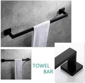 img 3 attached to 🛁 Stylish and Practical 4-Piece Matte Black Bathroom Hardware Accessories Set: 24-Inch Towel Bar, Toilet Paper Holder, Hand Towel Rack, and Towel Hook in Stainless Steel