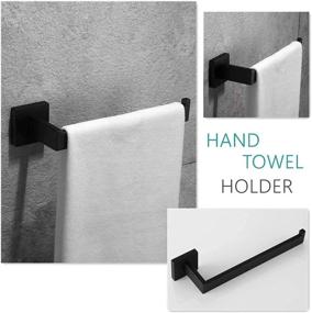 img 2 attached to 🛁 Stylish and Practical 4-Piece Matte Black Bathroom Hardware Accessories Set: 24-Inch Towel Bar, Toilet Paper Holder, Hand Towel Rack, and Towel Hook in Stainless Steel