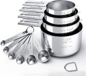 img 4 attached to 🥄 TILUCK Stainless Steel Measuring Cups & Spoons Set - Essential Kitchen Gadgets for Cooking & Baking (4+6) - Reliable Measurement Tools