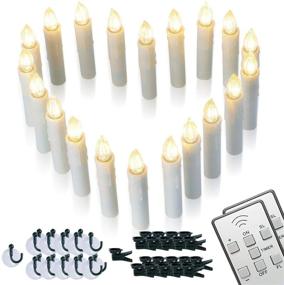 img 4 attached to 🕯️ Homemory 20 PCS LED Window Candles with Remote Timer, Battery Operated Flameless Taper Christmas Candles Light with Clips/Suction Cups, Flickering Warm White Light, Diameter 0.7&#39;&#39;x 4&#39;&#39;