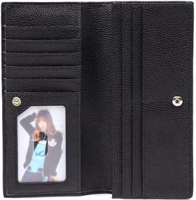 img 4 attached to 👝 Seammer Large Women's RFID Blocking Real Leather Bifold Clutch Wallet - Slim, Stylish, and Secure with Zipper Pocket (Black)