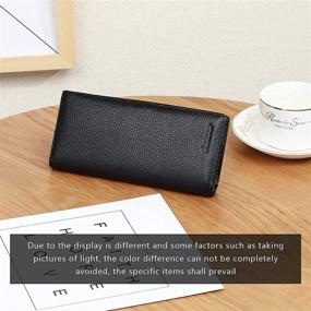 img 1 attached to 👝 Seammer Large Women's RFID Blocking Real Leather Bifold Clutch Wallet - Slim, Stylish, and Secure with Zipper Pocket (Black)