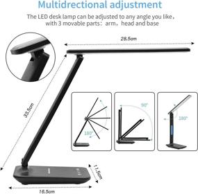 img 1 attached to Enhance Your Home Office with Modern LED Desk Lamps: Wireless Charger, USB Port, Clock, Alarm, Date, Temperature, Adjustable Brightness & Color Modes- Black