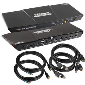 img 4 attached to 🖥️ TESmart Dual Monitor KVM Switch with DisplayPort, HDMI, and 4K @ 60Hz - Supports 2 PCs and 2 Monitors (Black)