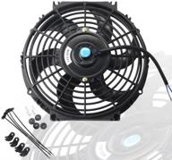 🌀 high-performance mostplus black universal electric radiator slim fan push/pull 12v + mounting kit (10 inch) - ultimate cooling solution! logo