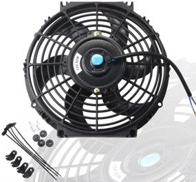 img 4 attached to 🌀 High-Performance MOSTPLUS Black Universal Electric Radiator Slim Fan Push/Pull 12V + Mounting Kit (10 Inch) - Ultimate Cooling Solution!