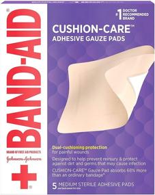 img 4 attached to Band-Aid Brand All-in-One Adhesive Gauze Pad, Medium Size, Pack of 5